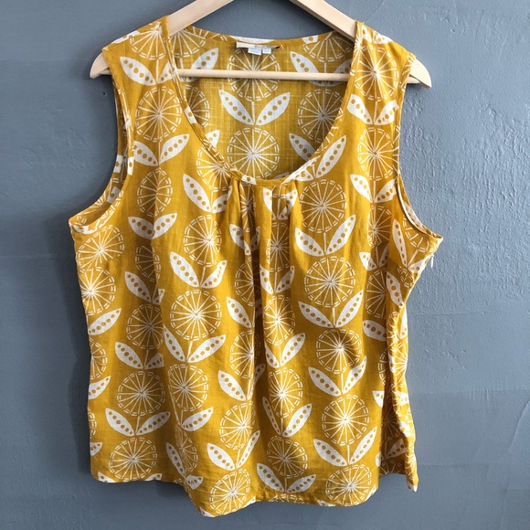 Boden Tops - Boden sleeveless mustard yellow floral blouse 16